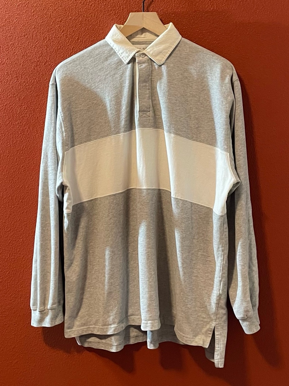 Henry Grethel Men’s Vintage 90’s Cotton Stripe Gray & White Rugby Shirt